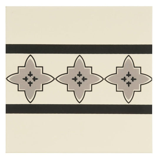 Marrakech Border Light Grey and Black on White
