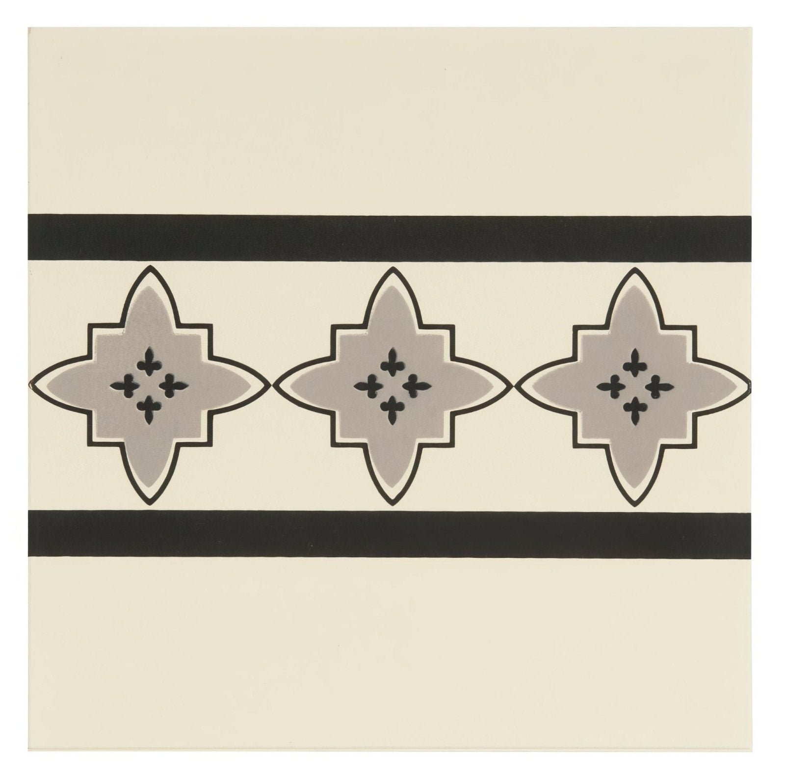 Marrakech Border Light Grey and Black on White