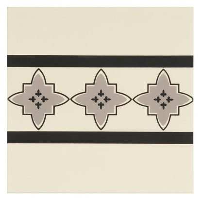 Marrakech Border Light Grey and Black on White