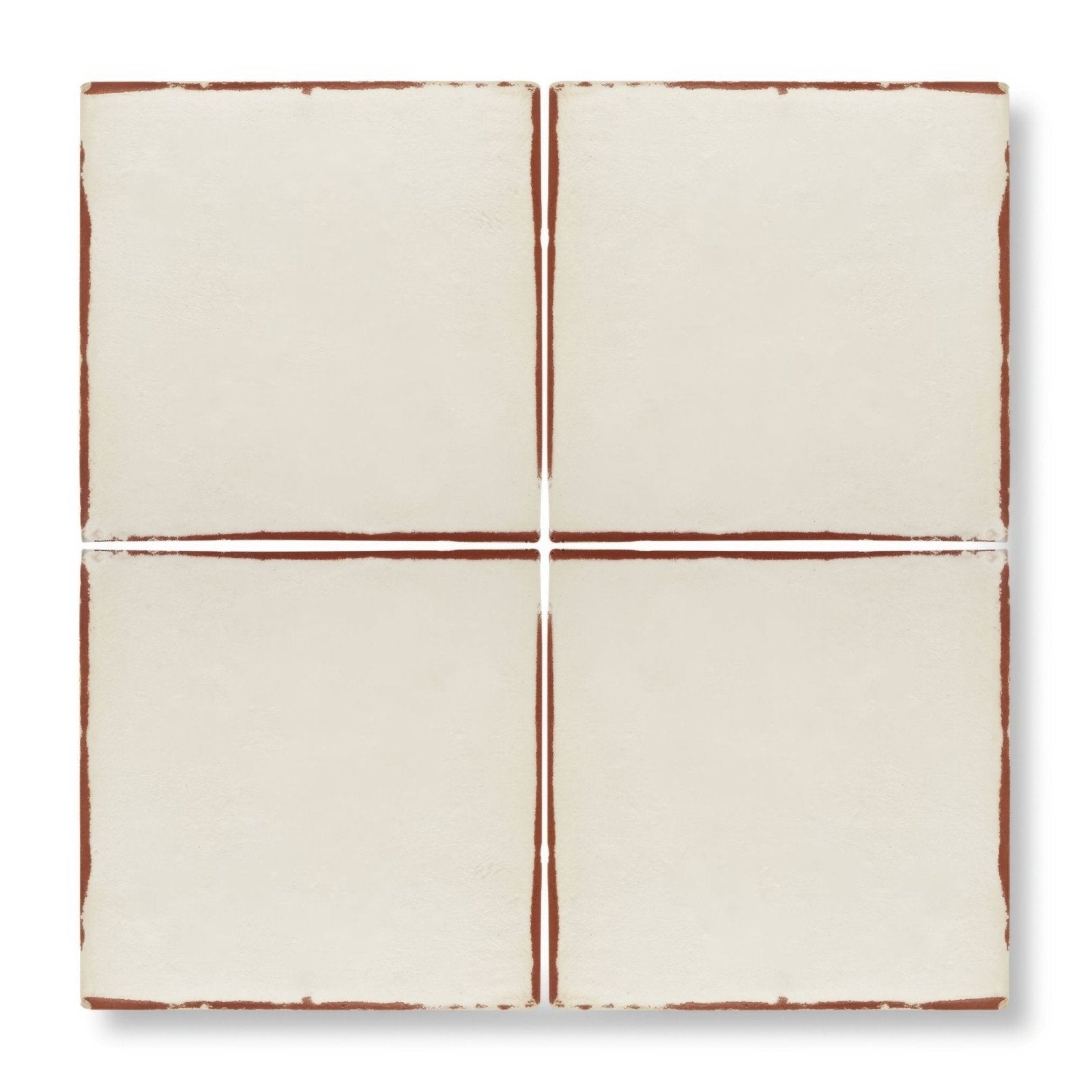 Marrakech cream terracotta base tile showing cream ceramic tiles with rustic brown-tinted edges in a four-square grid