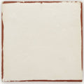 Cream-colored square terracotta tile with rustic hand-painted reddish-brown border, 11.8cm size for flooring or walls