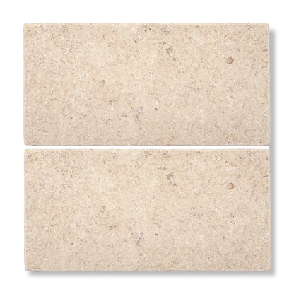 Temple Marsa tumbled limestone 10 x 20cm surface detail, light beige natural stone