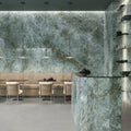 Marvel Diva Galaxy Polished green marble-effect feature wall with swirling veining