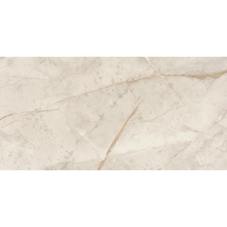 Cream-colored marble tile marvel diva white everest 60x120 with subtle golden veining and polished smooth surface