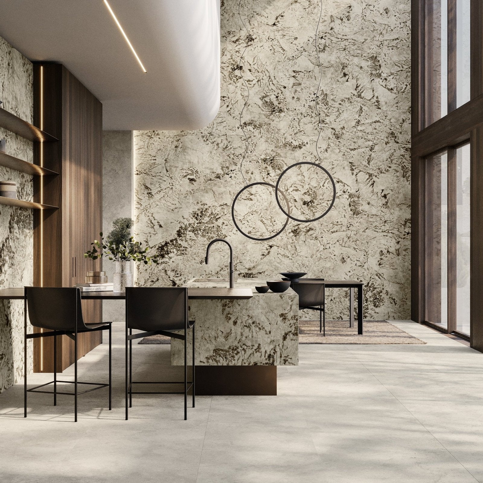 Marvel Epic Alpin polished marble-effect tile with grey and white veining