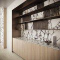 Marvel Epic Calacatta Viola marble-effect tile as a backsplash
