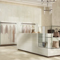 Marvel Epic Onyx Ivory ivory marble-effect tiles in a styled setting