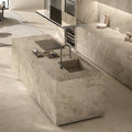 Marvel Epic Taj Mahal Noisette marble-effect tile in a kitchen setting