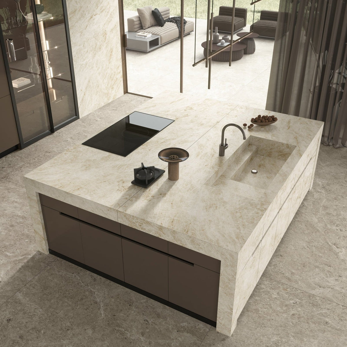 Marvel Epic Taj Mahal White marble-effect tile in a kitchen setting