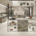 Marvel Epic Zephyr beige and grey marble-effect porcelain tile