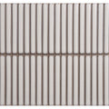 White rectangular ceramic matchstick ice tiles arranged in a vertical grid with subtle gray grout lines
