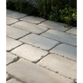 Light gray rectangular matravers sandstone tumbled cobbles with textured surface and slightly uneven edges
