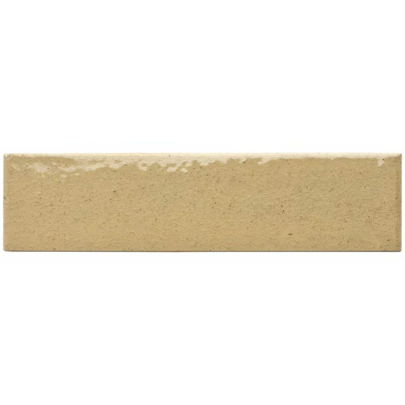 Beige meadow brick tile in rectangular ceramic form with textured slightly uneven surface and subtle speckles