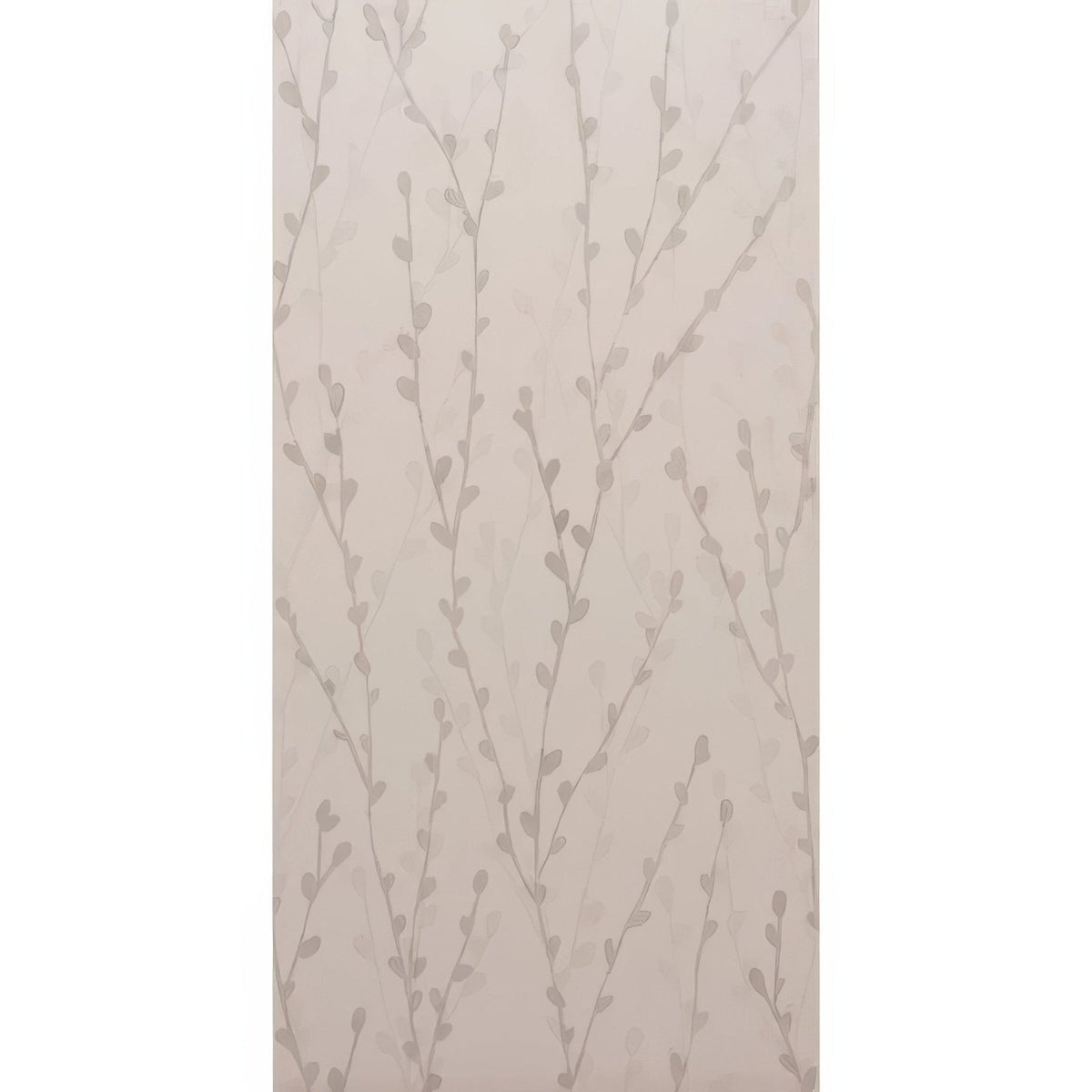Beige meadow catkin wallpaper 60x30cm with delicate gray slender branches and small leaves pattern
