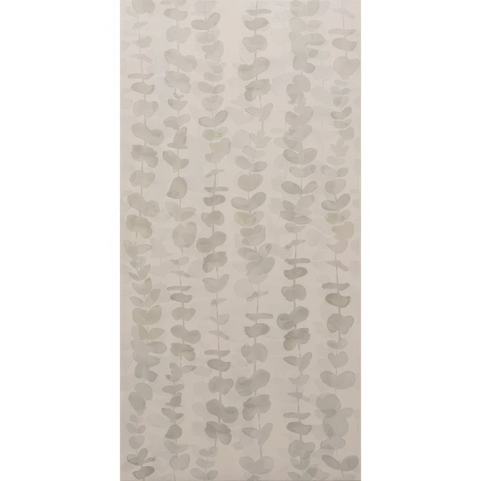Beige meadow eucalyptus rug 60x30cm with vertical rows of muted gray eucalyptus leaf patterns for home decor