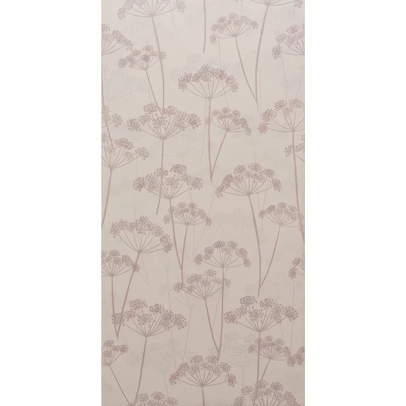 Beige meadow hedgerow wallpaper 60x30cm with delicate greyish botanical repeating pattern