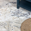 White marble-effect floor tiles medici viola marble honed with swirling gray and beige veining