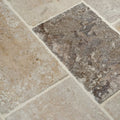 Beige and dark gray vieux bourgogne limestone cobbles with rustic textured weathered finish stone tiles