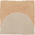 Medina cloudy white belen handmade moroccan zellige tile with a beige textured stone and rounded arch cutout