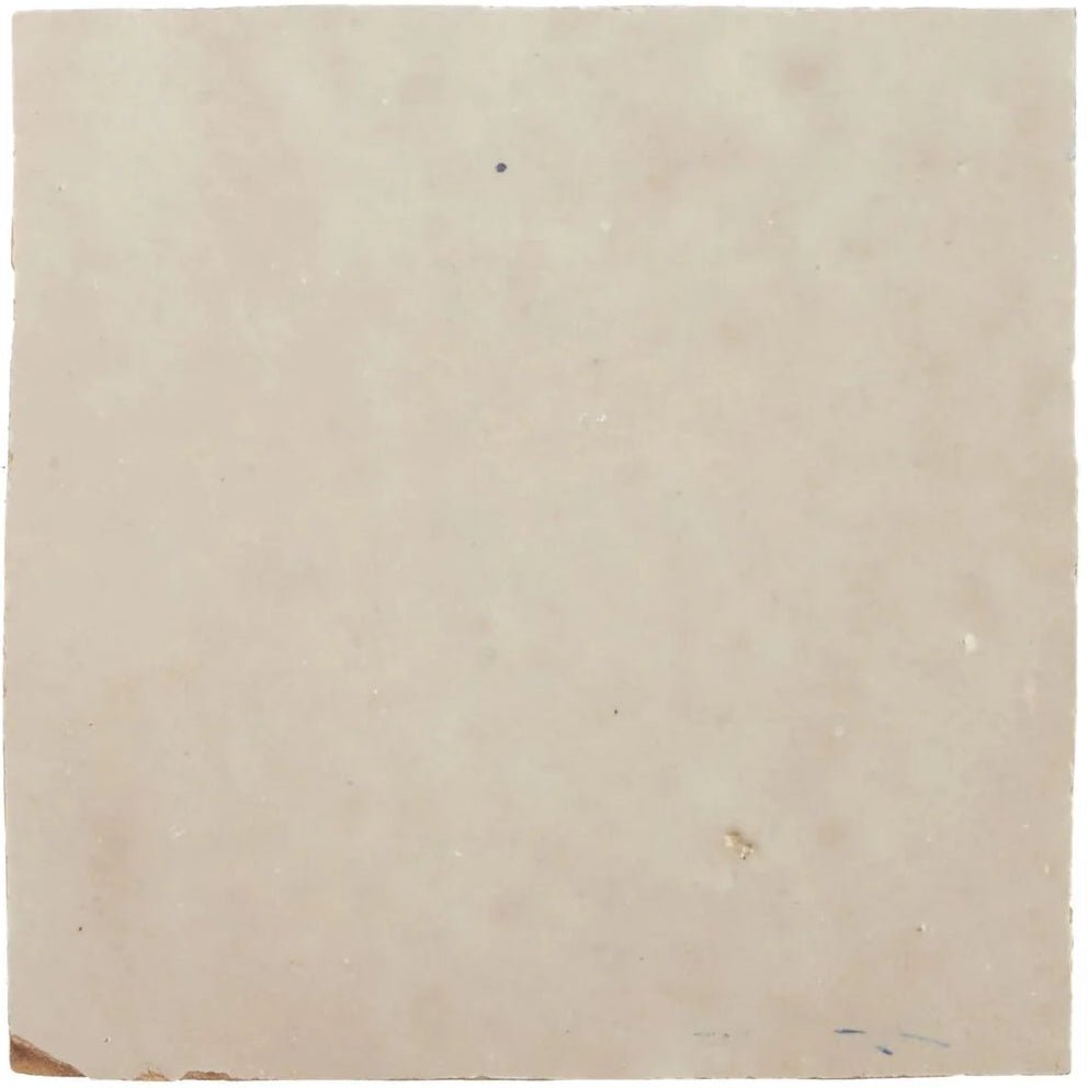 
Cream-colored slightly textured square handmade Moroccan zellige tile with subtle natural tone variations and imperfections