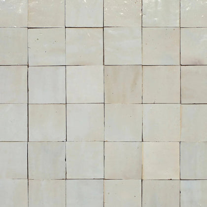 Cloudy White Square Handmade Moroccan Zellige
