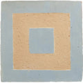 Medina cornflower blue porton handmade moroccan zellige tile featuring minimalist concentric squares in blue and beige tones