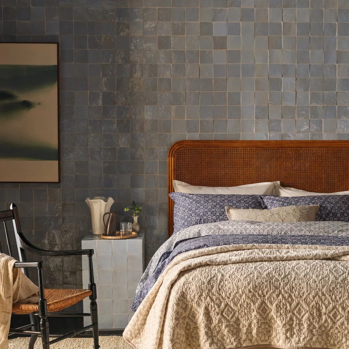 Medina Cornflower Blue Square Handmade Moroccan Zellige Tile