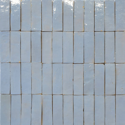 Cornflower Blue Rectangle Handmade Moroccan Zellige