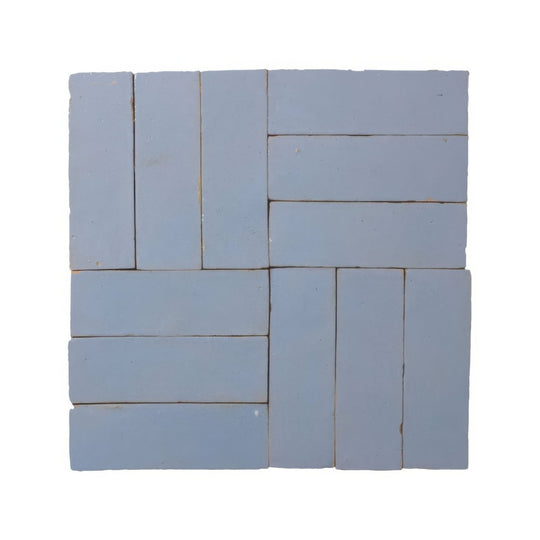 Medina Cornflower Blue Rectangle Handmade Moroccan Zellige Tile - alternate view