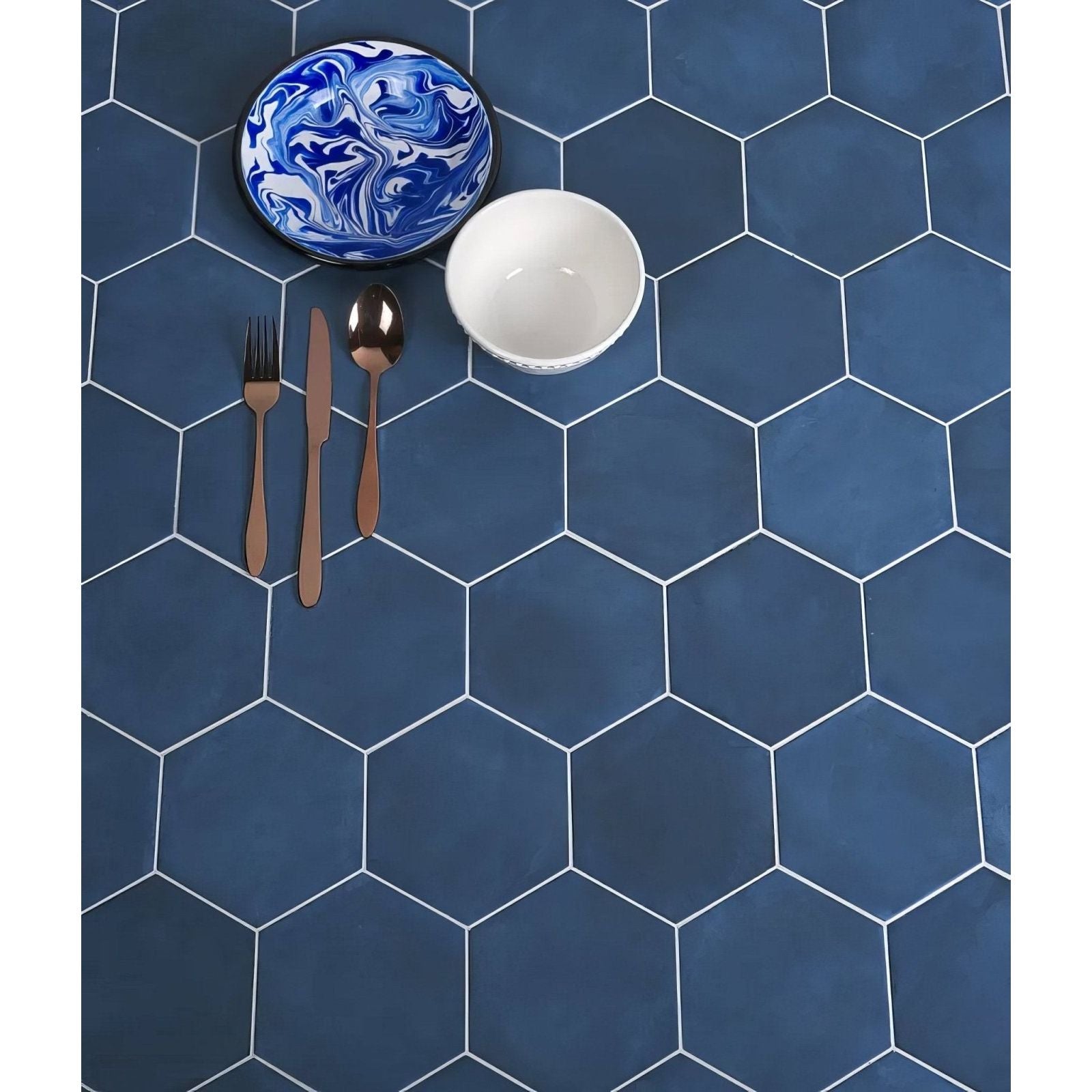 Medina Hexagon Porcelain Navy Blue