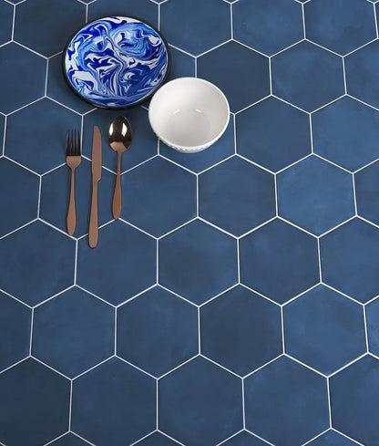 Medina Hexagon Porcelain Navy Blue