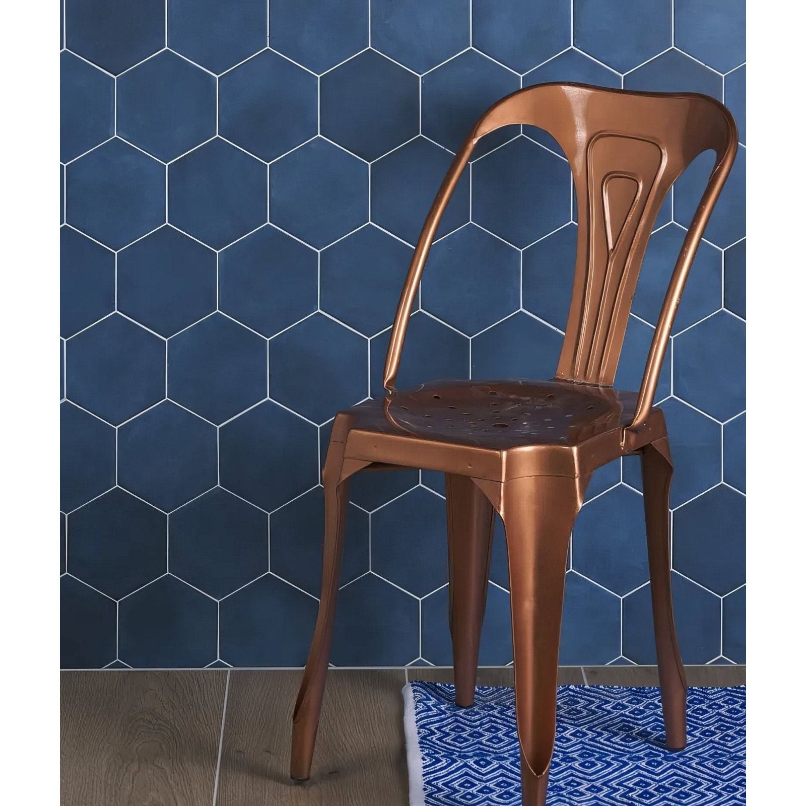 Medina Hexagon Porcelain Navy Blue – detail view 2
