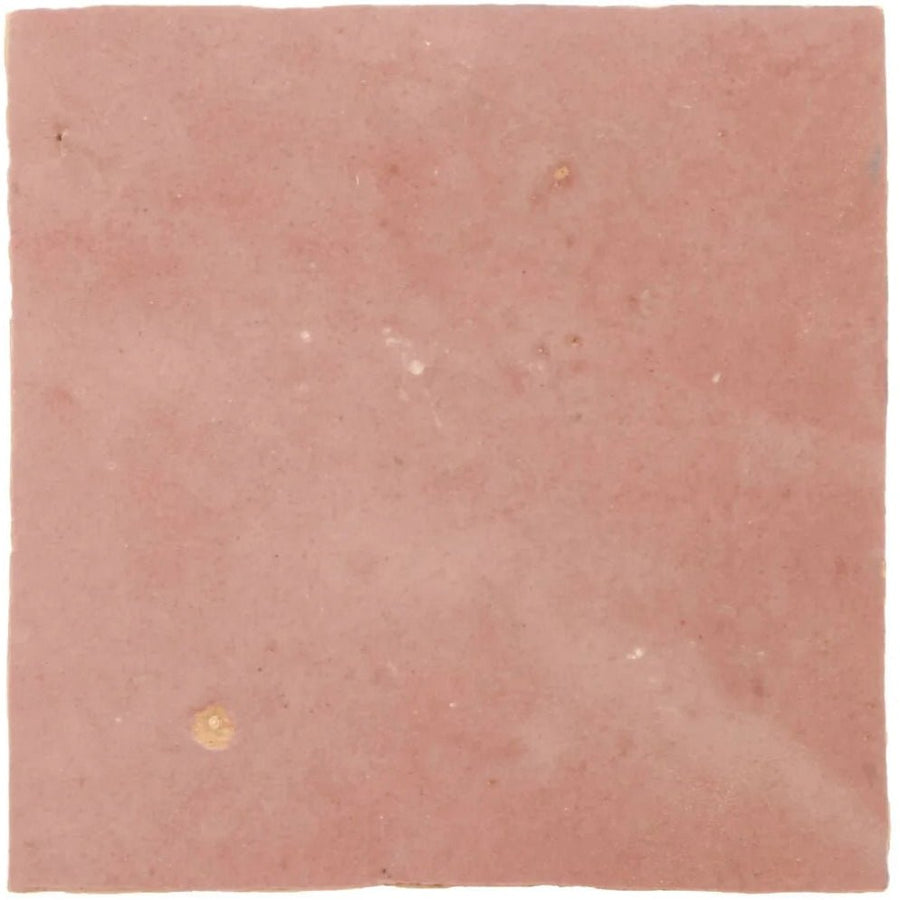 Medina Leather Pale Square Handmade Moroccan Zellige Tile smooth pink ceramic zellige tile with subtle variations
