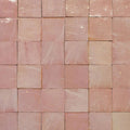 Pinkish beige square Medina Leather pale handmade Moroccan zellige tile with smooth slightly glossy finish
