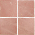 Four square terracotta medina leather pale handmade moroccan zellige tiles with matte earthy pinkish brown finish