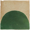 Medina moss green belen handmade moroccan zellige tile with textured earth tones and bold dark green semicircular design