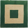 Medina moss green porton handmade moroccan zellige tile with dark green square center and beige border