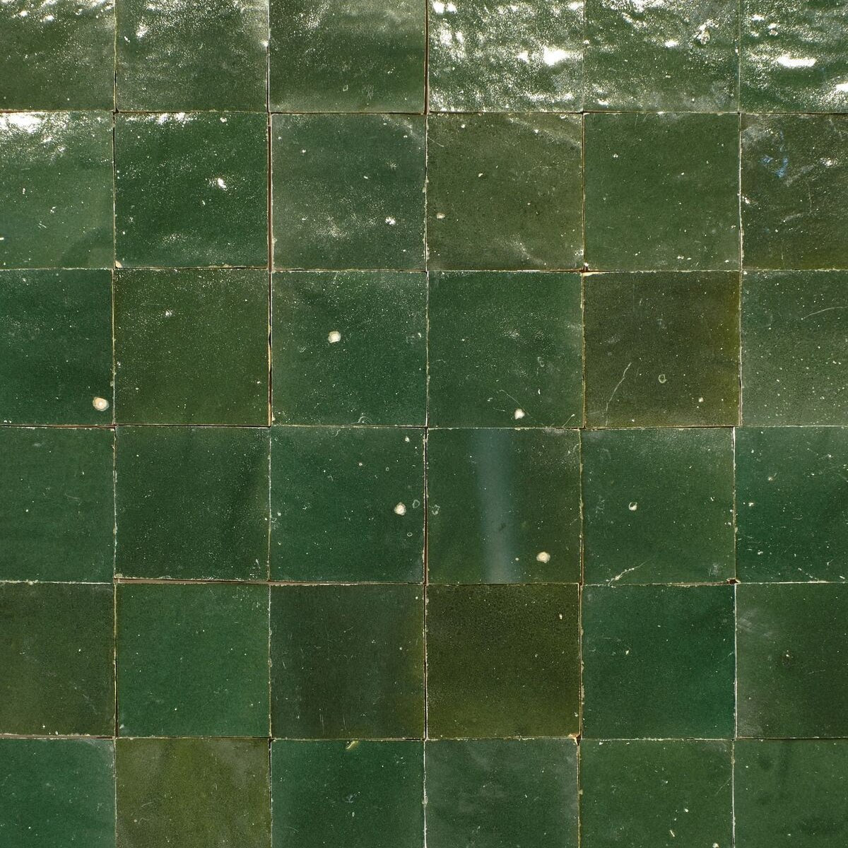 Medina moss green square handmade moroccan zellige tile glossy ceramic tiles arranged in a deep green grid pattern