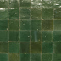 Medina moss green square handmade moroccan zellige tile glossy ceramic tiles arranged in a deep green grid pattern