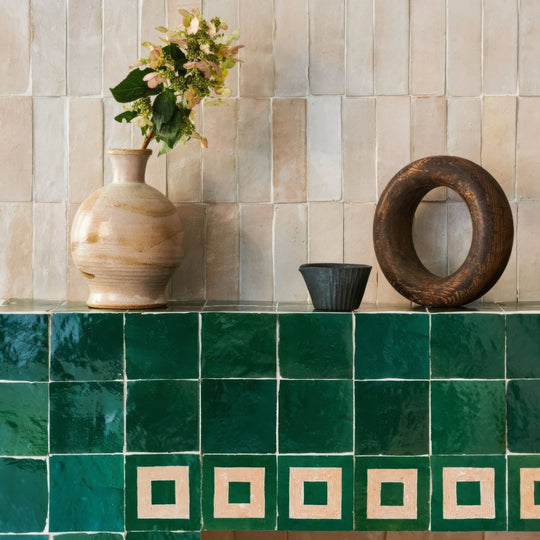 Medina Moss Green Square Handmade Moroccan Zellige Tile - alternate view