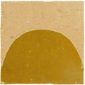 Medina ochre belen handmade Moroccan zellige tile with textured mustard-yellow semi-circular ceramic and rough beige border