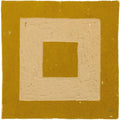 Medina ochre porton handmade moroccan zellige tile with a textured mustard yellow square and centered off-white inset rectangle
