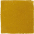 Medina ochre square handmade Moroccan zellige tile in matte mustard yellow ceramic with textured surface and minor imperfections