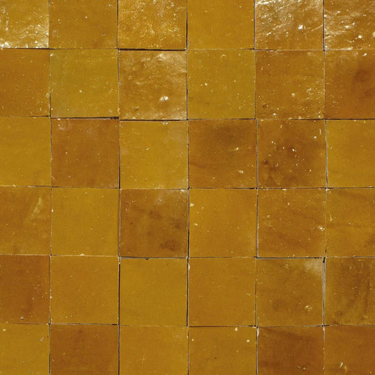 Medina Ochre Square Handmade Moroccan Zellige Tile - alternate view