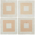 Set of four medina pure white porton handmade moroccan zellige ceramic tiles with textured beige and off-white squares