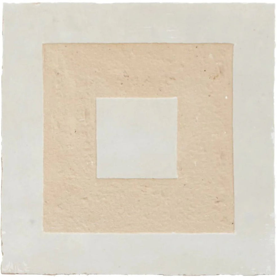 Medina Pure White Porton Handmade Moroccan Zellige Tile off-white ceramic zellige tile with concentric squares