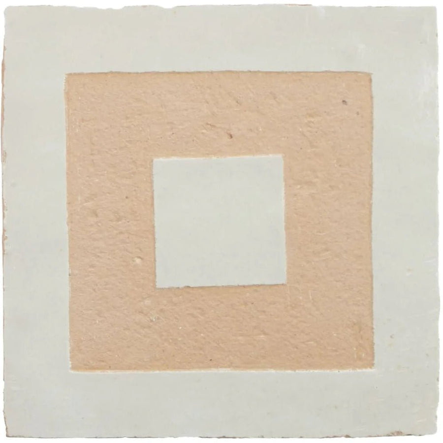 Medina Pure White Porton Handmade Moroccan Zellige Tile beige and white layered square zellige tile