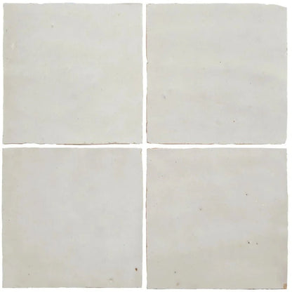 Medina Pure White Square Handmade Moroccan Zellige Tile