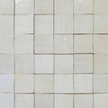 Medina pure white square handmade moroccan zellige tile with subtle glossy finish and faint grout lines