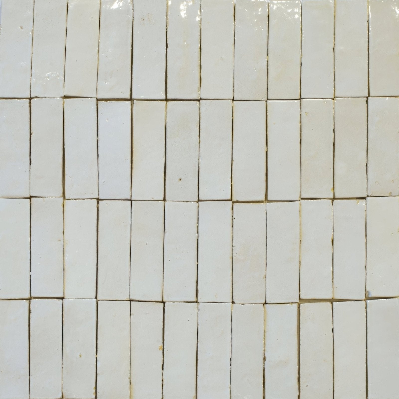 Medina pure white zellige rectangle white ceramic tiles with glossy finish and subtle tone variations